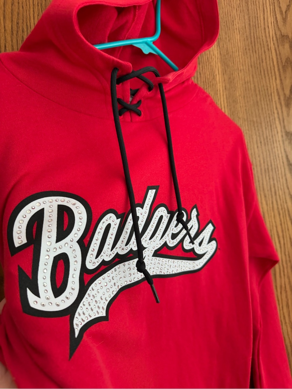 PINK Victoria's Secret Red 'Badass' Rhinestone Hoodie